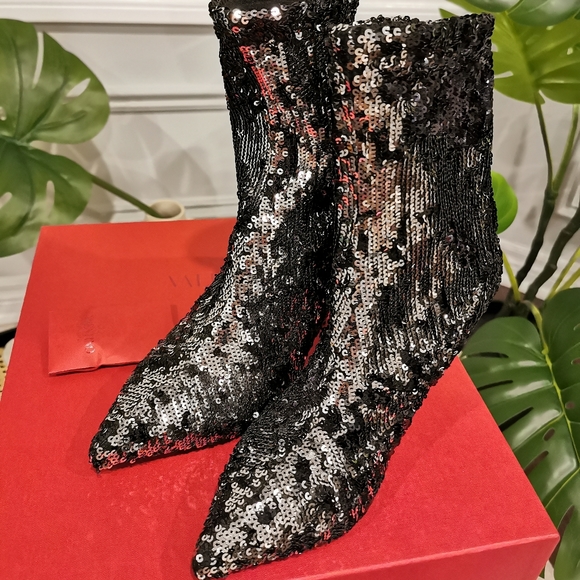 VALENTINO GARAVANI sequin ANKLE BOOTS Brand New shoe in box Size35 MADE IN ITALY - Picture 9 of 11